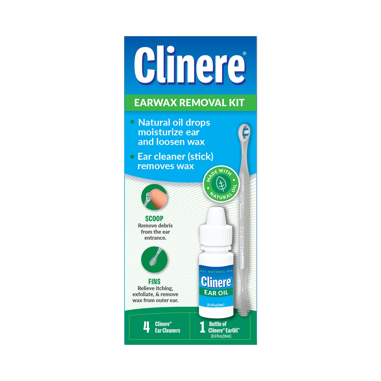 Clinere Ear Oil Conditioner & Ear Cleaner Cleaning Care Kit, 4 count