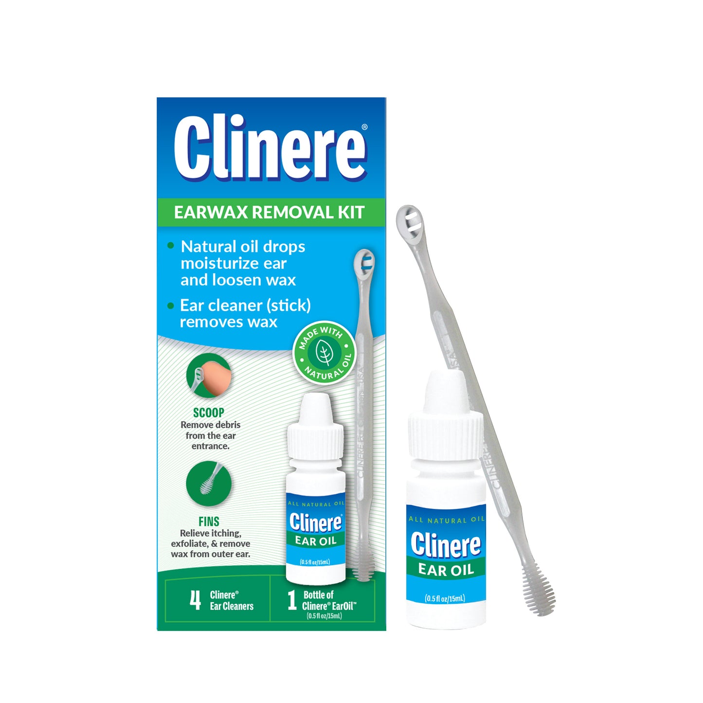 Clinere Ear Oil Conditioner & Ear Cleaner Cleaning Care Kit, 4 count